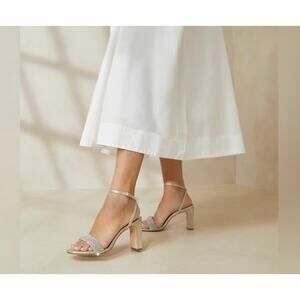 Loeffler Randall Shay Rhinestone Ankle Strap Heel Sandals Cappuccino Women's 7B